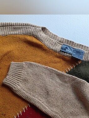 Mens Liz Wear Size Medium Patch Work Pull Over Sweater